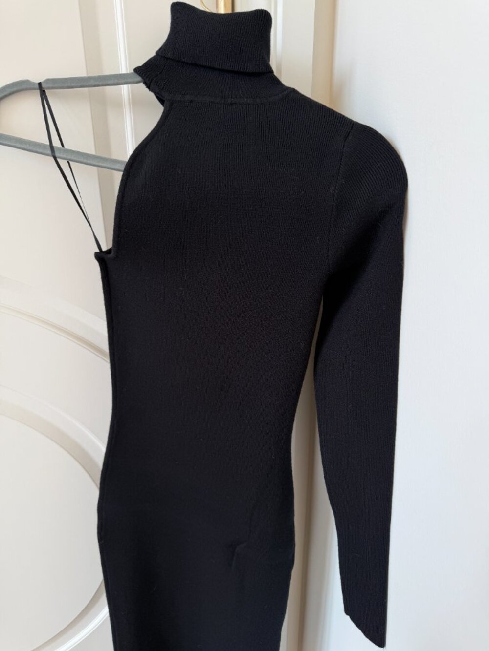 Bardot Black Knit Turtleneck One Shoulder Midi Dress - Picture 6 of 8